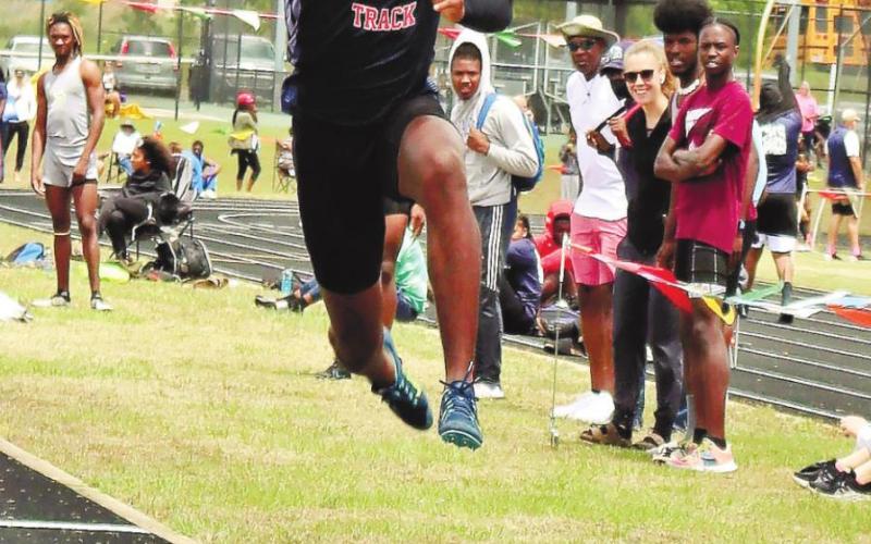 Jalon Kilgore placed first in the long jump and heads to state hoping to take first place at that level. ARELLA CASH/Staff