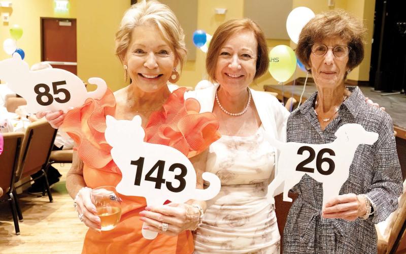 With their dog and cat auction signs were Martha Franks, Lynne Erickson and Jean Silbereisen. LEIGH LOFGREN/Staff
