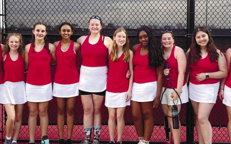 Pictured from left are Carloyn Thomas, Emily Hardie, Joelle Lukens, Vidhi Raiyini, Giana Hamlin, Hannah Erickson, Aaliyah Pennamon, Kadence Fox, Daniela Cruz-Perez, AddieGrace Usry and Coach Christian Keiser. CONTRIBUTED