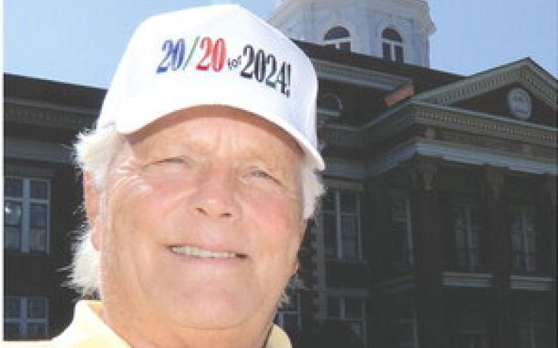 Randall Harman has pledged to send one of his unique “20/20 for 2024!” caps to the first hundred donors to his GoFundMe effort to return the MLB All-Star game to Atlanta. IAN TOCHER/Staff