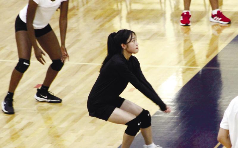 Lady Eagle Kristina Xiong is credited with a dig. ARELLA CASH/Staff