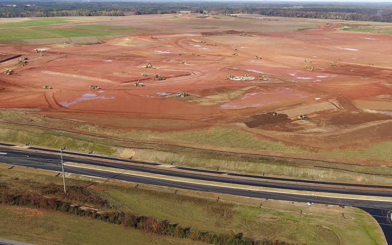 Work on the Rivian EV manufacturing site on the border of Morgan and Walton counties was paused earlier this year while the company focused on its existing Illinois plant. MARK ENGEL/File photo