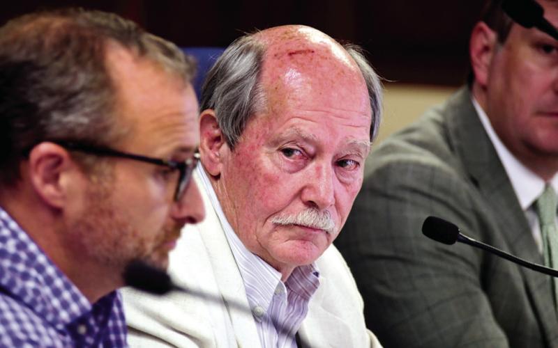 P&amp;Z Board Chair Charles Gray (center) cast the deciding vote to allow PCS to withdraw its initial application “without prejudice.” IAN TOCHER/Staff