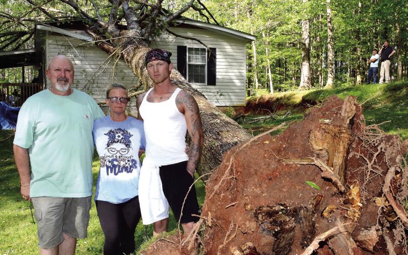 The Johnson family are lucky to be alive after escaping their home after a tree fell through the roof. (Photo/CONTRIBUTED)