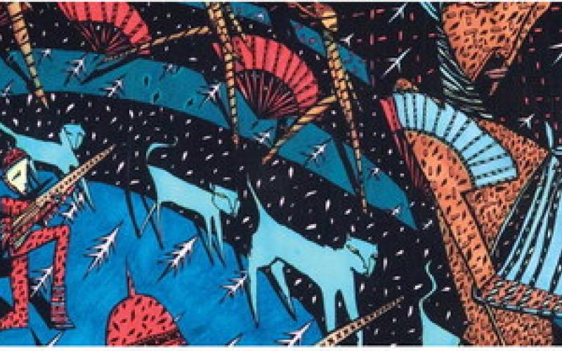 “Moving People are Moving Targets,” is a painting by UGA grad Janie Geisler and one of 20 works in “Reimagine: Contemporary Georgia Artists,” to be presented April 20 to May 29 at the Steffen Thomas Museum of Art in rural Buckhead. CONTRIBUTED