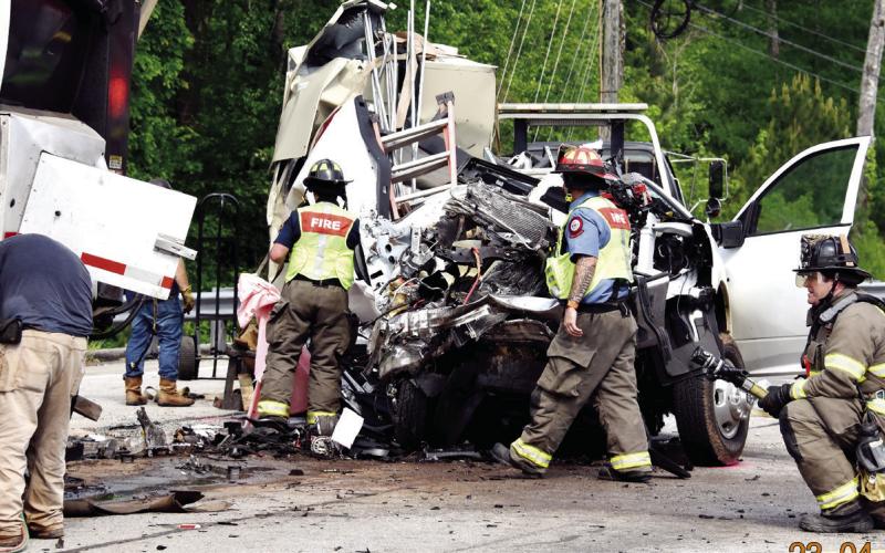 Three men died after the pickup truck they were in crashed into the left rear of a tractor-trailer stopped for a traffic light on Hwy. 441 at Twin Bridges Road in Putnam County. IAN TOCHER/Staff