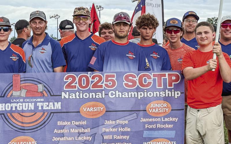 The entire Lake Oconee Shotgun Team performed well July 5-12 at the National Scholastic Clay Target tournament at the Cardinal Shooting Center in Marengo, Ohio. CONTRIBUTED