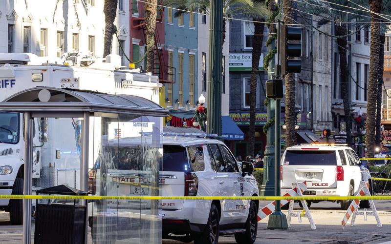 Law enforcement made their presence known on Canal St., which is right outside of the French Quarter, the day after the terrorist attack in New Orleans. KEN WARD/Contributed