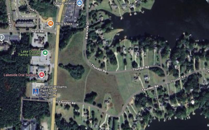 The area beneath and around the pointer is slated for commercial development, but nearby Thunder Valley residents insist it must adhere to long-established stipulations. GOOGLE EARTH