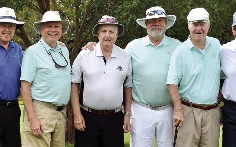 The Lake Challenge 2024 Committee (l-r): Rick Thompson, Senior Team Captain; Mike Reagan, Commissioner; Jim Blankenheim, Retired Commissioner; Al Popp, Junior Team Captain; Mark Volker, Opening Dinner Host; Tim O’Leary, Commissioner Emeritus; Steve Gray, Shirt Coordinator; Mike Fuller, Rising Captain. CONTRIBUTED