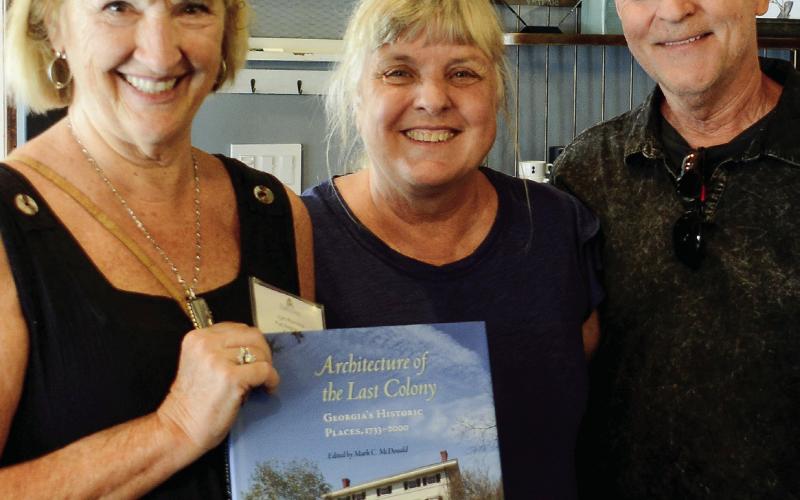 L-R: EHPC Chair Lyn Romine with local residents Vicki and Gary Bohe-Thackwell at Sylvia’s Coffee Shop in downtown Eatonton. (IAN TOCHER/Staff)