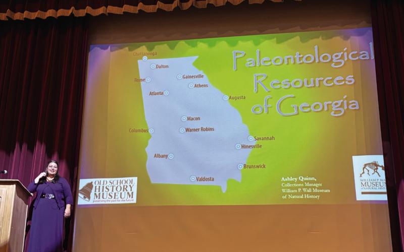 Eatonton native Ashley Quinn of GCSU’s William P. Wall Museum of Natural History made her presentation from The Plaza stage. CONTRIBUTED