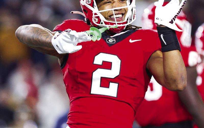 Senior running back Kendall Milton led the Bulldogs in rushing against the Yellow Jackets on 18 caries for 156 yards and two touchdowns. COURTESY OF UGA ATHLETICS