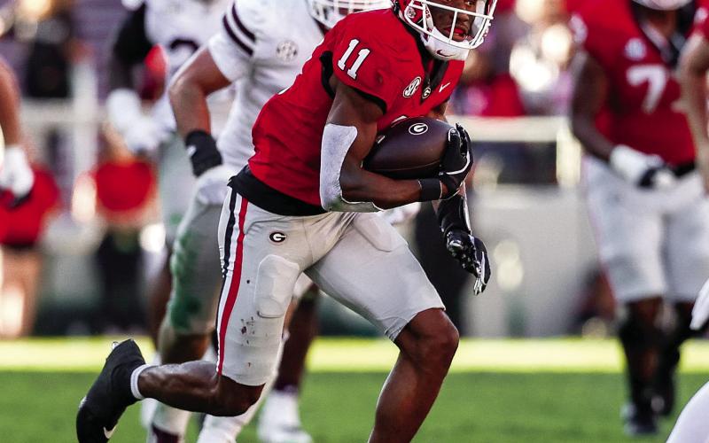 Wide receiver Arian Smith has had a monster season, racking up 412 yards with an average of 17.9 yards per catch and three touchdowns. COURTESY OF UGA ATHLETICS