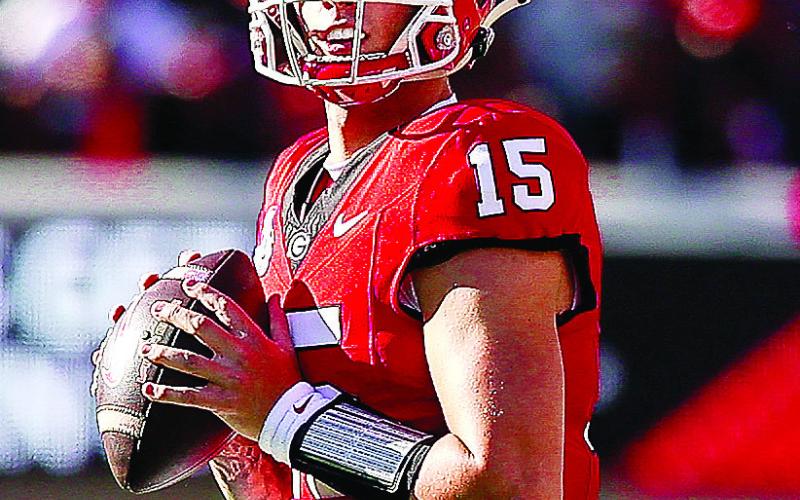 Quarterback Carson Beck went for a career-high 459 yards but also threw two picks. COURTESY OF UGA ATHLETICS