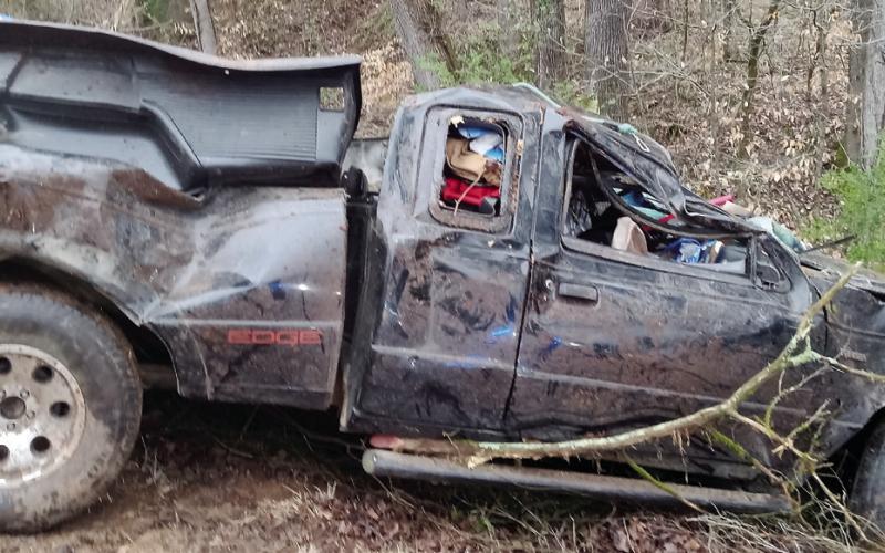 The Ford Ranger after it had overturned several times. Driver Jimmy Earnhardt Palmer later died from his injuries. CONTRIBUTED