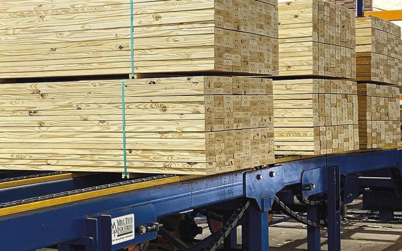 Stacked, processed lumber awaits shipping to all points throughout the Southeast and around the world from Interfor’s Putnam County operation. CONTRIBUTED