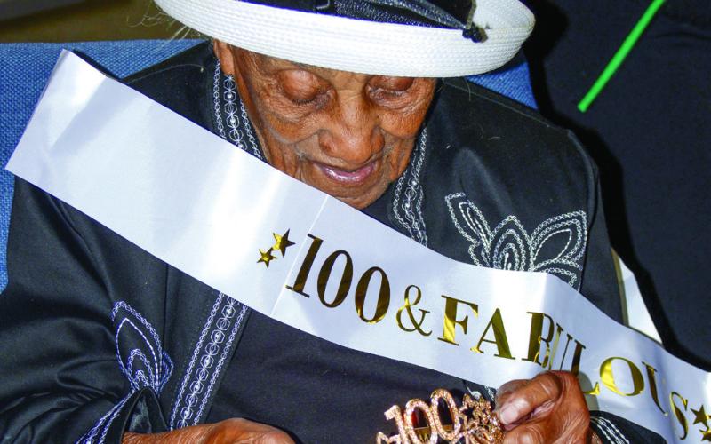 “100 &amp; Fabulous” said it all for Verlia Mae Lockhart as she was recognized as Eatonton’s newest century citizen. IAN TOCHER/Staff