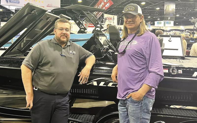 Jeff Nail from Lake Lanier with James Pressley (left) at the Atlanta Boat Show. CONTRIBUTED