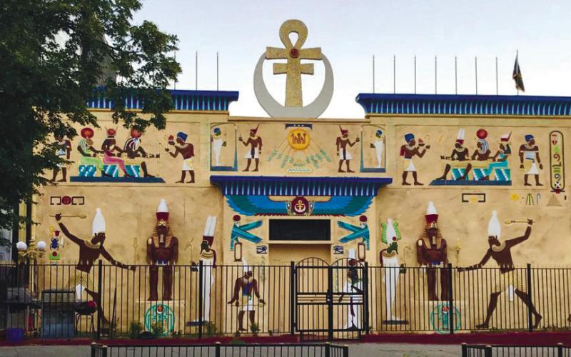 The Ansaru Allah Community Center in Bushwick, a neighborhood in Brooklyn, NY, also featured an Egyptian-themed exterior, as did a similar Nuwaubian storefront in Athens more than a decade later. CONTRIBUTED