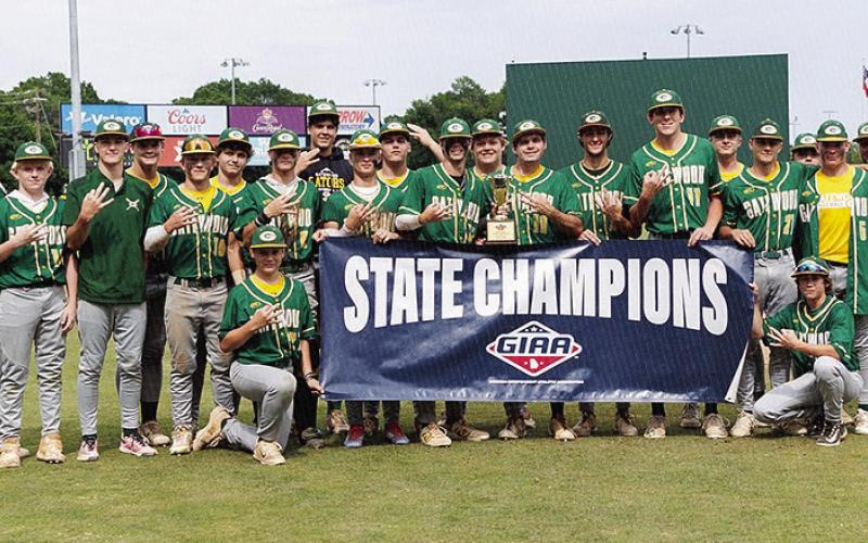 The Gatewood Gators pose for a photo after defeating Southwest Georgia Academy to win the GIAA Class 2A state championship. CONTRIBUTED
