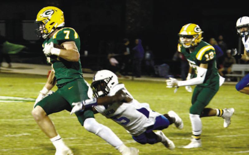 Evan Bennett (7) made several strong runs for the Gators and caught a touchdown pass, but it wasn’t enough to stop the CFCA Lancers Sep.29.