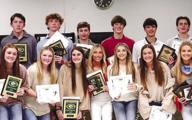 Several Gatewood boys’ and girls’ basketball players earned awards at the end-of-the-year teams’ banquet. CONTRIBUTED