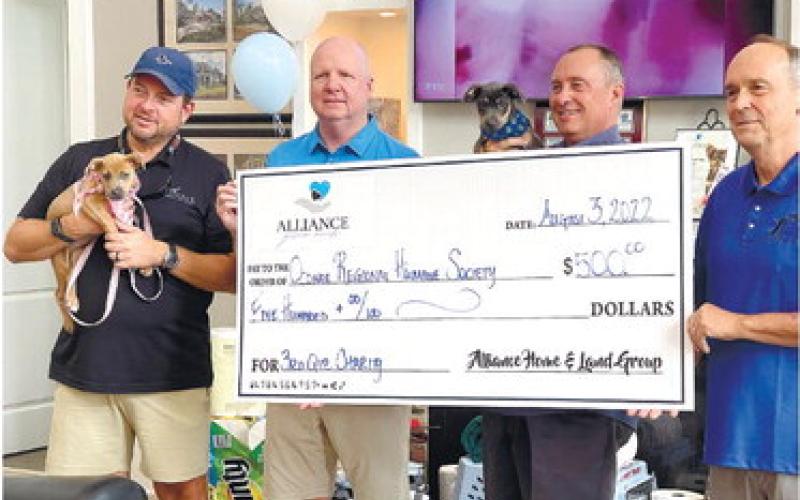 Alliance Home &amp; Land Group selected the Oconee Regional Humane Society (ORHS) as its inaugural quarterly community charity recipient.