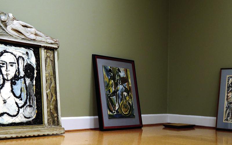 Even the picture frames are Steffen Thomas works of art in some cases (left). Each of these pieces from the Dick and Marge Lowrance collection will be carefully hung and displayed at STM as part of the new Peace in Our Time exhibit.