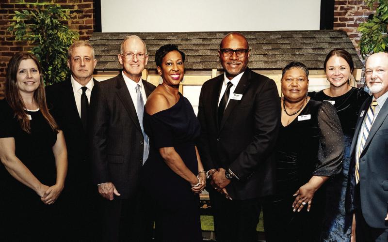 Members of the Habitat for Humanity of Putnam County Board of Directors and staff join Justice Verda Colvin (center) at last week’s Building Hope Gala, where the Lake Country community helped raise more than $100,000 for affordable housing. CONTRIBUTED