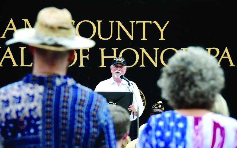 In his remarks, U.S. Army Sgt. and Vietnam veteran Rudy Hicks urged attendees to remember both the sacrifices made by America’s military and the responsibilities of those still living. IAN TOCHER/Staff
