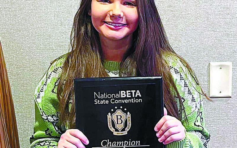 PCHS student and Beta member Carolyn Thomas placed first in Senior Speech. CONTRIBUTED