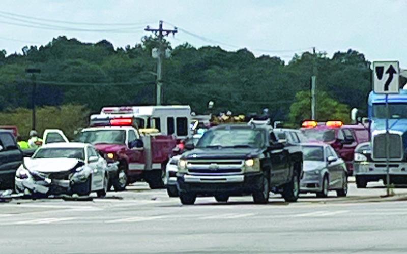 Traffic temporarily ground to a standstill last Thursday until a multi-car accident could be investigated and then cleared from the southbound lanes of Hwy. 441, near Walmart. MATT SMITH/Staff