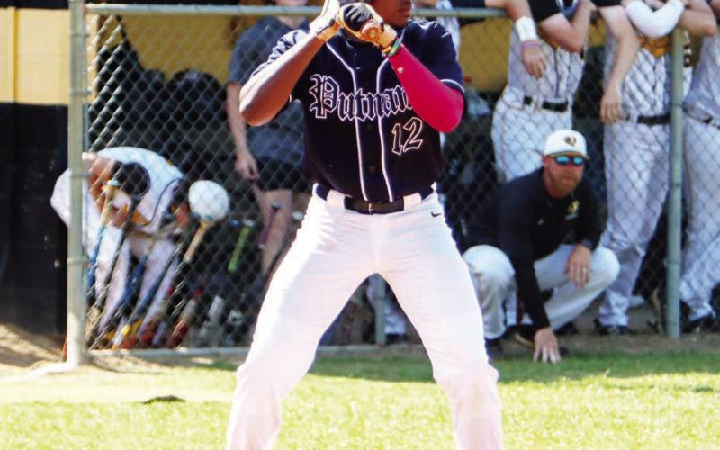 Putnam County's BJ Ruff during an at-bat against Worth County in the first round of the Class AA playoffs last April. (LANCE MCCURLEY/Staff)