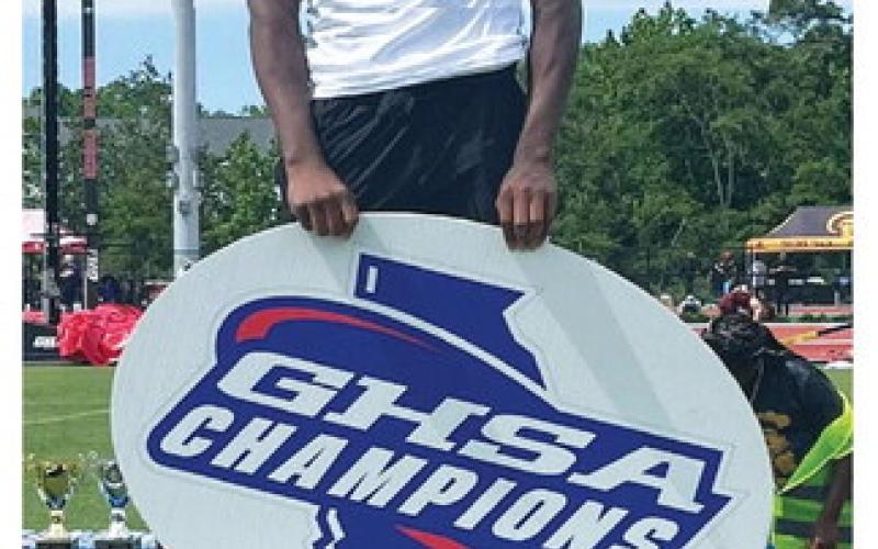 Putnam County senior Bill Waters won the high jump at the GHSA Class A Division I state track meet May 12 at UGA’s Spec Towns Track. CONTRIBUTED