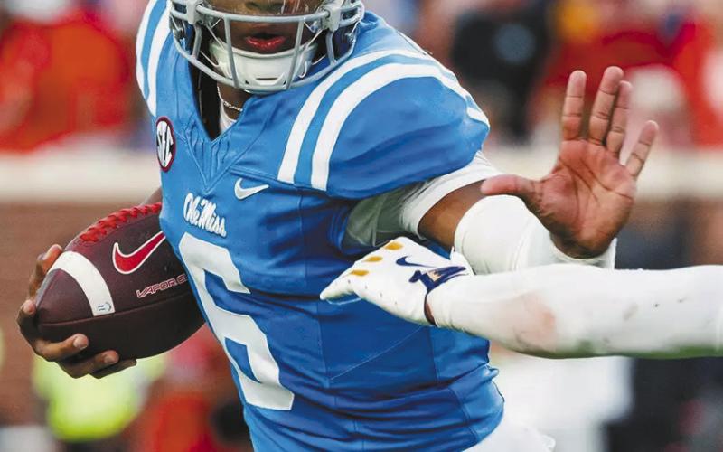 Trinidad Chambliss, a transfer quarterback from Division II powerhouse Ferris State, has shined for Ole Miss in starter Austin Simmons’ absence. Courtesy of Ole Miss Athletics