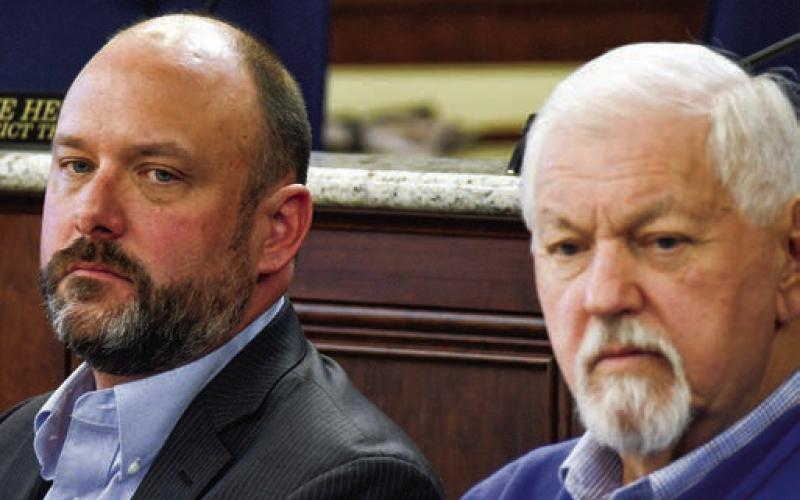 PDA Chair Walt Rocker (left) and County Chairman Bill Harp effectively served as the dividing line between the two organizations. IAN TOCHER/Staff