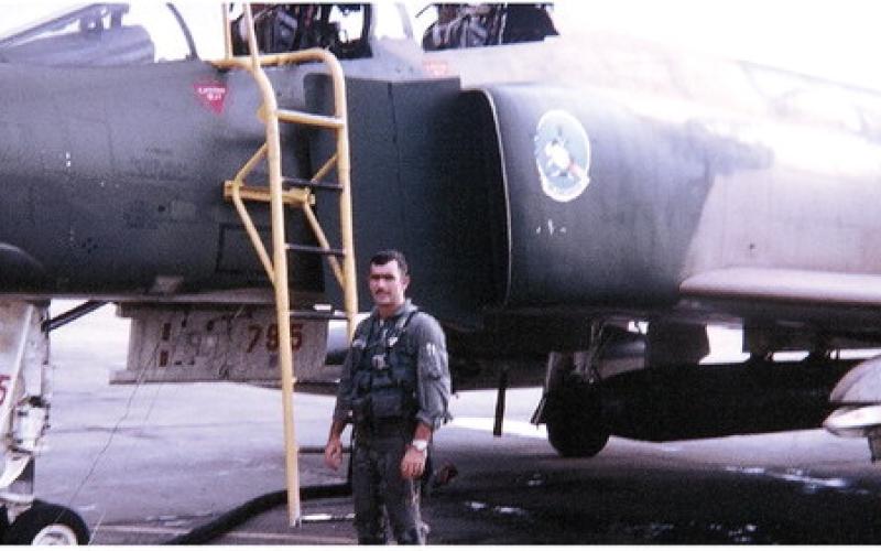 U.S. Air Force Col. Lee Ellis, shown here with an F-4 Phantom he flew in the mid-’60s, received the Silver Star, Legion of Merit, Bronze Star, Purple Heart, Meritorious Service Medal, and Air Medal (several of them multiple times) for his service to his country. CONTRIBUTED