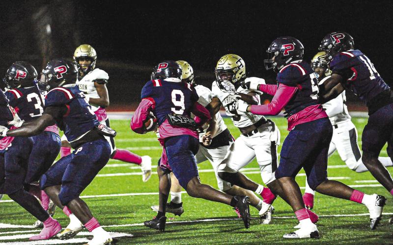 Putnam County will be relying on the talents of senior wide receiver Kaleb Crawford (9), among others, to help get them back in the win column this Friday when they visit Laney High School in Augusta. CHARLES JORDAN/Staff