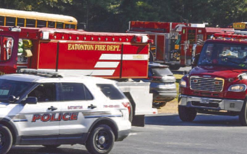 First responder and community service vehicles lined up behind the Putnam County Primary School before the parade.