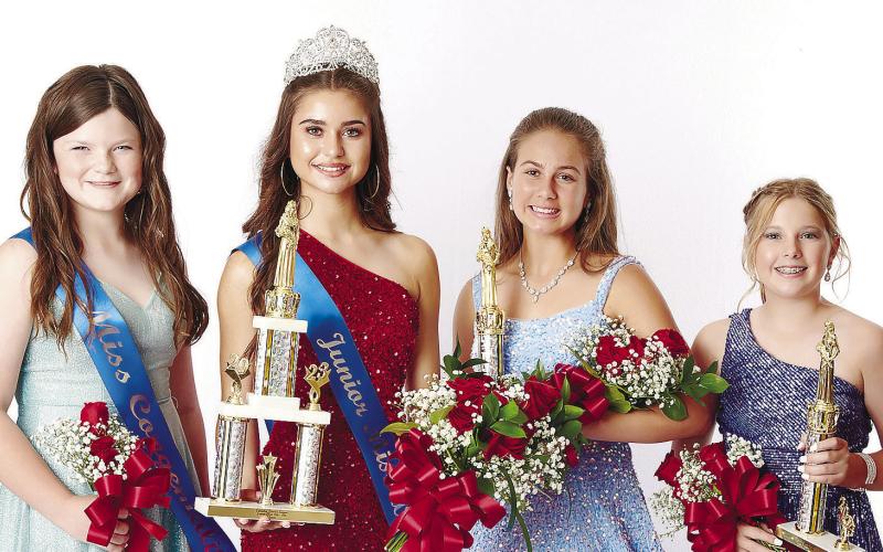 Junior Miss court (L-R): Miss Congeniality Bristol Briana Harris; 2023 Junior Miss Queen Emerson Clark Price; Second runner up Alexis Elizabeth Thrift; and First runner-up Sylvie Kate Huskins. MARK TURNER/Contributed