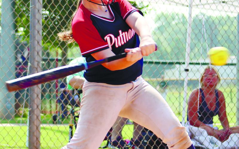 Rising freshman Bristol Harris at the plate. ARELLA CASH/Staff