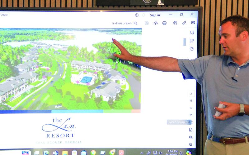 Local land and business developer Josh Sprayberry talks at a recent Eatonton-Putnam Tourism, Arts, and Heritage (EPTAH) partnership meeting. (IAN TOCHER/Staff)