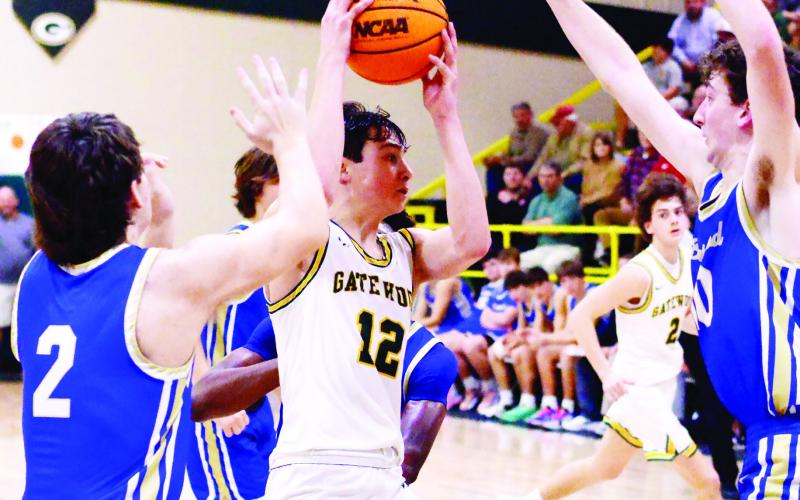 Gators sophomore Matt Allen (12) is used to being the center of attention among defenders but still managed to put up a new Gatewood school record 54 points against Brentwood. IAN TOCHER/Staff