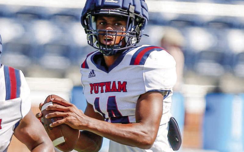 Caleb Reeves played wide receiver for the War Eagles the past two seasons but will move to quarterback this year following the graduation of former signal callers Ethan Whatley and Branan Griffin in the spring. LANCE McCURLEY/Staff