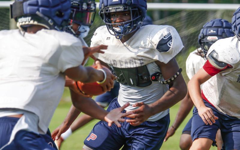 Putnam County senior Bryson Brown will play on both sides of the ball this season, lining up at tight end and defensive end. LANCE McCURLEY/Staff