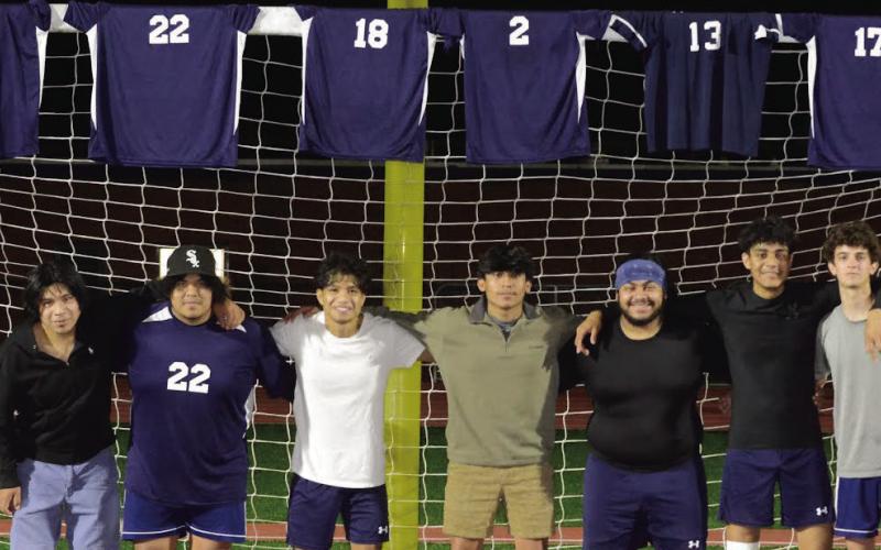 The departing seniors on the Putnam County boys’ soccer team include (l-r) Branjel Felix, Uri Jaimes, Christian Hernandez, Bryan Canales, David Cruz, Walfrey Sanchez, and Collin Garafolo. (IAN TOCHER/Staff)