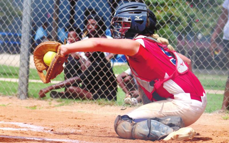 Cherish Rowell behind the plate.