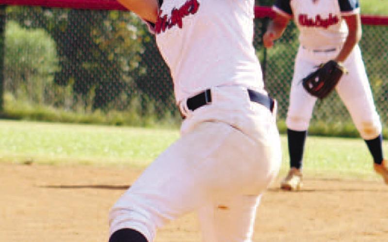 Jada McDerment (8) gets set to deliver a pitch from inside the circle.