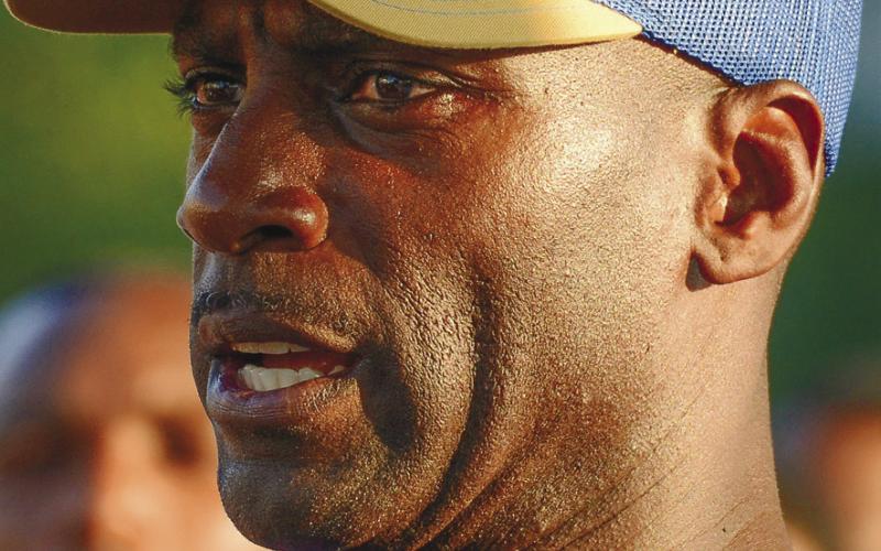 Friend of the family and “distant relative” Lacorrie Brown delivered a message encouraging mutual respect to everyone who attended the memorial for Frederick Scott Jr. He also led the crowd in prayer just before their memorial balloons were released.